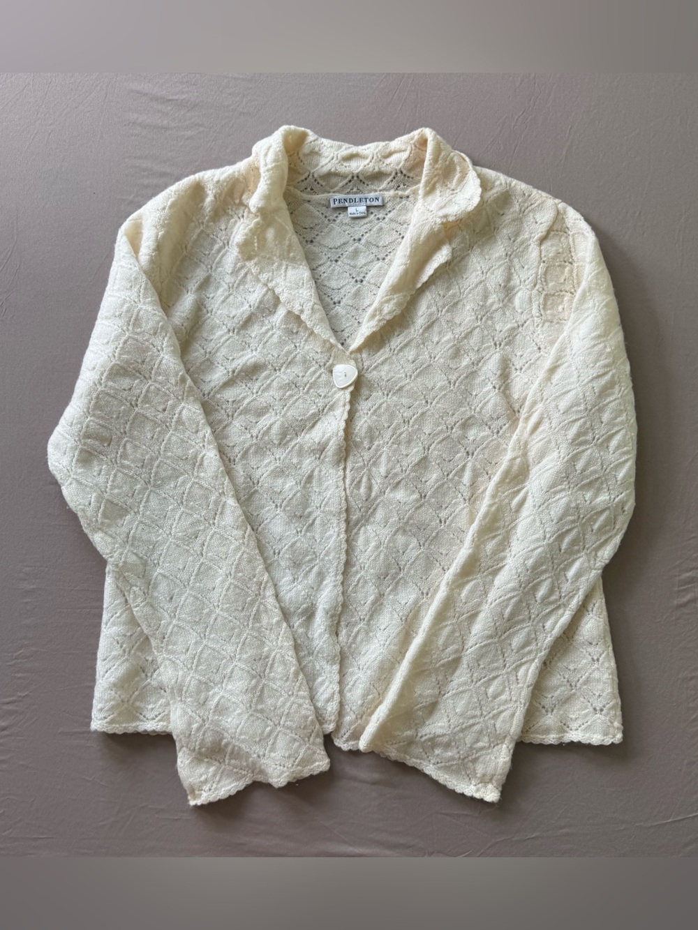 Vintage Pendleton Wool Pointelle Knit Cardigan
